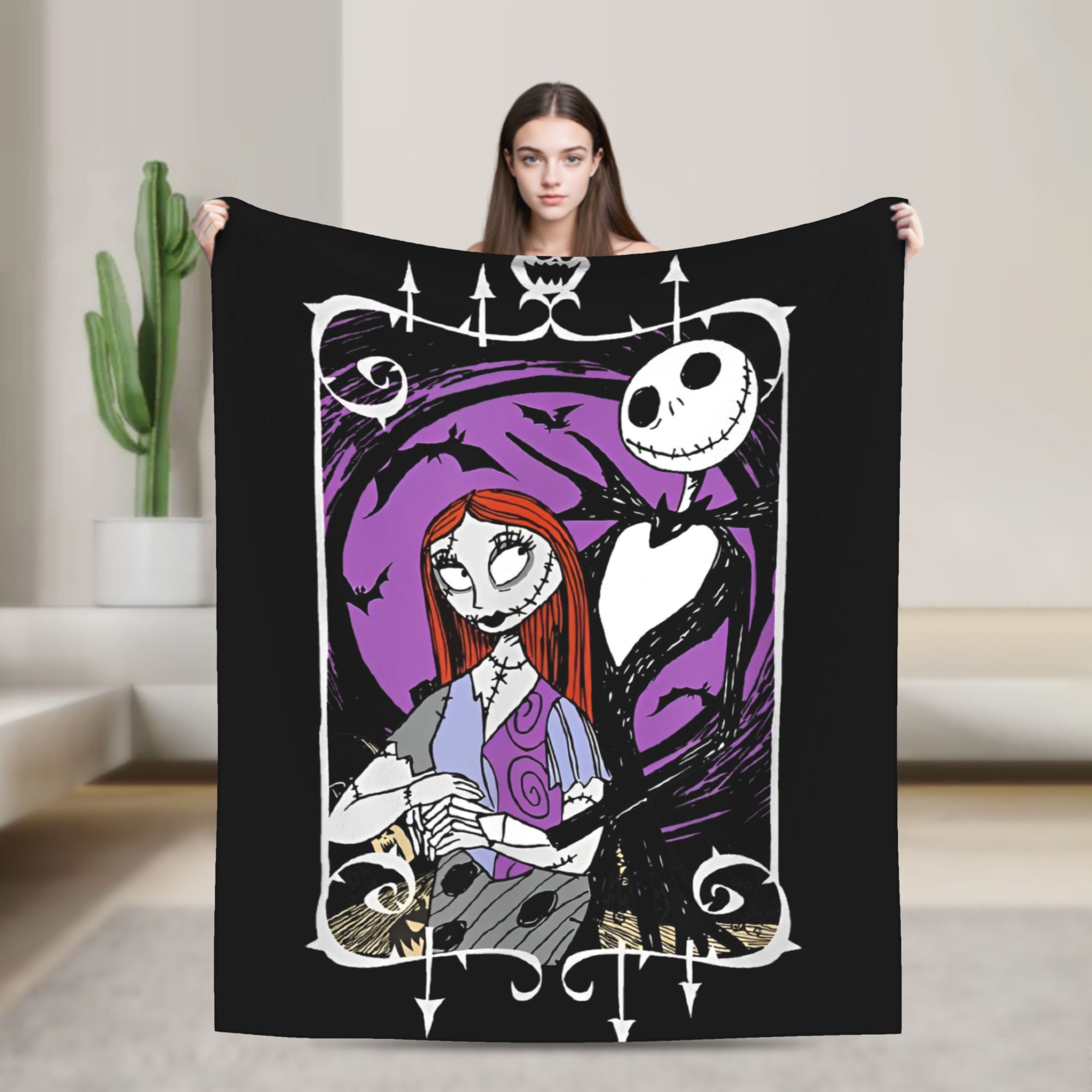 Christmas Throw Blanket - Couverture tricotée Jack et Sally de