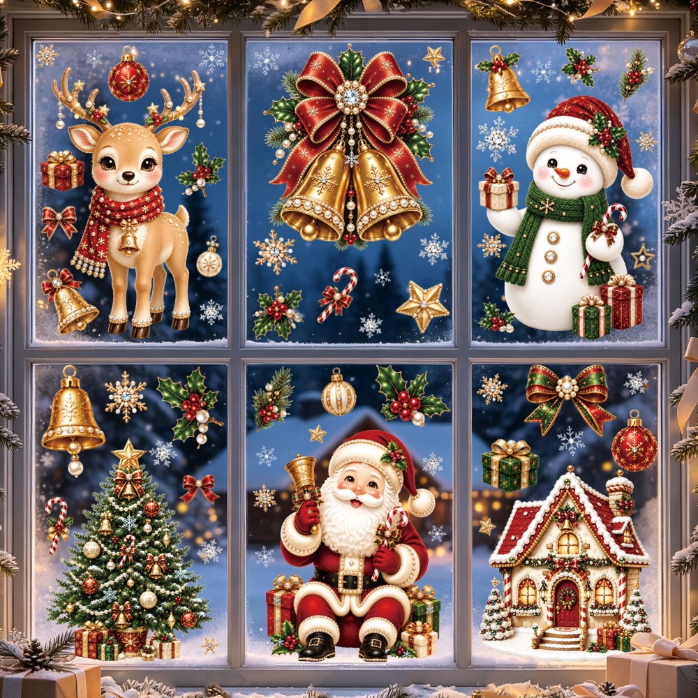 Snowflake Window Decal - Nouveaux Autocollants de Noël 2027 pour